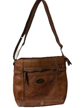 BOC Born Concept-FAUX leather Brown Shoulder Adj Strap Purse Bag 12x9” EUC